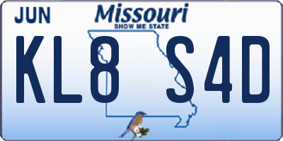 MO license plate KL8S4D