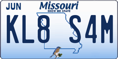 MO license plate KL8S4M