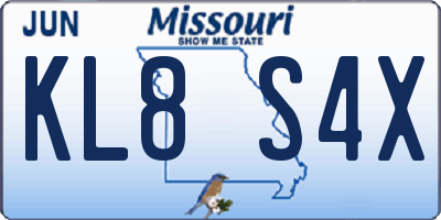 MO license plate KL8S4X