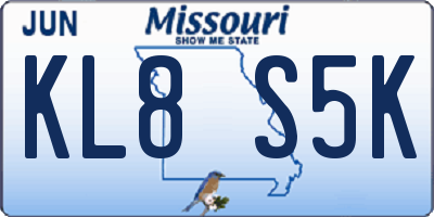 MO license plate KL8S5K