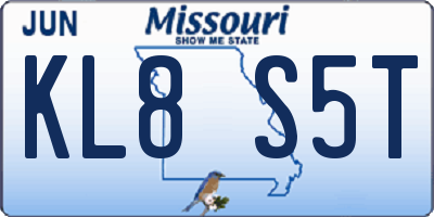 MO license plate KL8S5T