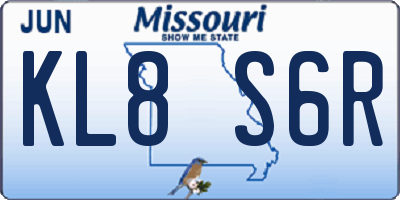 MO license plate KL8S6R