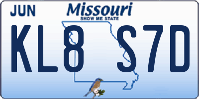 MO license plate KL8S7D