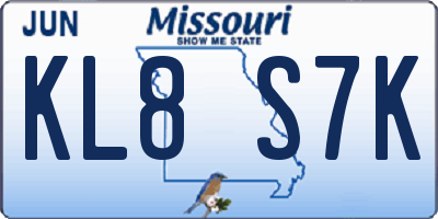 MO license plate KL8S7K