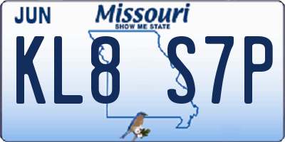 MO license plate KL8S7P