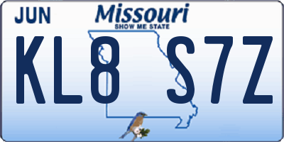MO license plate KL8S7Z