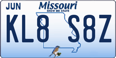 MO license plate KL8S8Z