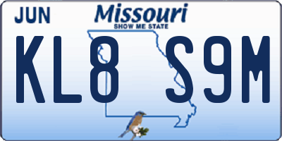 MO license plate KL8S9M