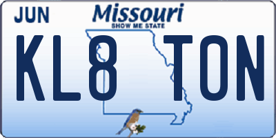 MO license plate KL8T0N