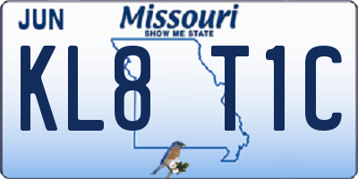 MO license plate KL8T1C