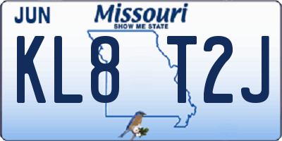MO license plate KL8T2J