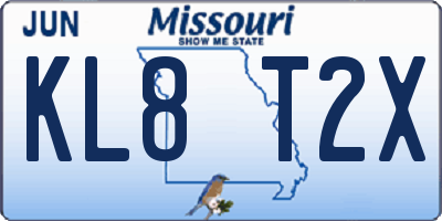 MO license plate KL8T2X