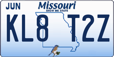 MO license plate KL8T2Z
