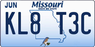 MO license plate KL8T3C