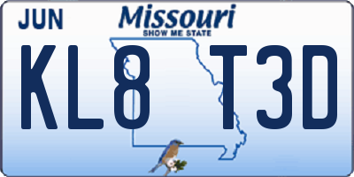 MO license plate KL8T3D