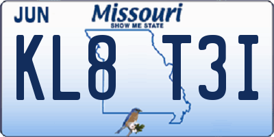 MO license plate KL8T3I