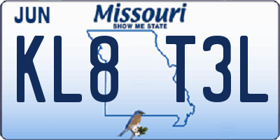 MO license plate KL8T3L