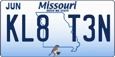 MO license plate KL8T3N