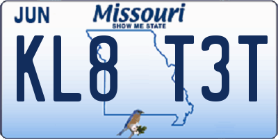 MO license plate KL8T3T