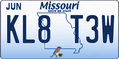 MO license plate KL8T3W