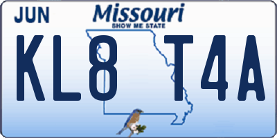 MO license plate KL8T4A