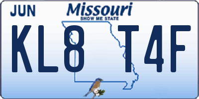 MO license plate KL8T4F