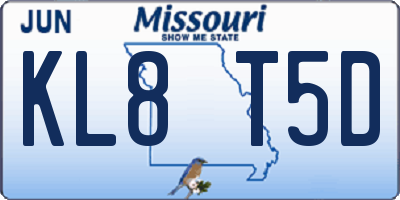 MO license plate KL8T5D