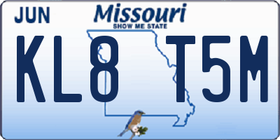 MO license plate KL8T5M