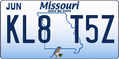 MO license plate KL8T5Z