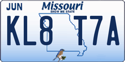 MO license plate KL8T7A