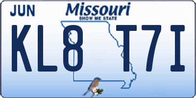 MO license plate KL8T7I