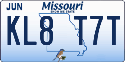 MO license plate KL8T7T