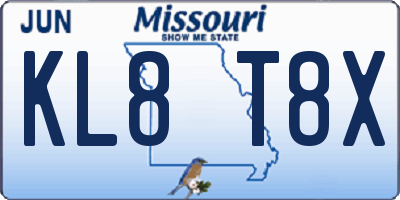 MO license plate KL8T8X