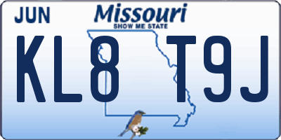 MO license plate KL8T9J