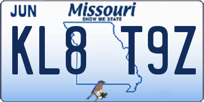 MO license plate KL8T9Z