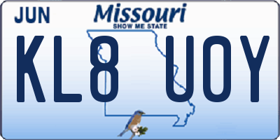 MO license plate KL8U0Y