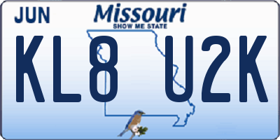 MO license plate KL8U2K