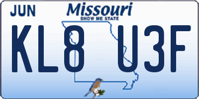 MO license plate KL8U3F