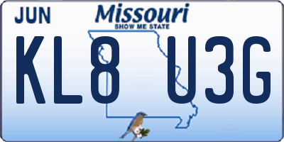 MO license plate KL8U3G