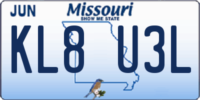 MO license plate KL8U3L