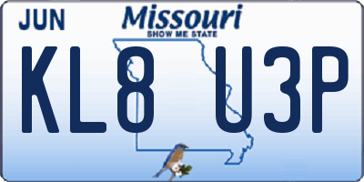 MO license plate KL8U3P