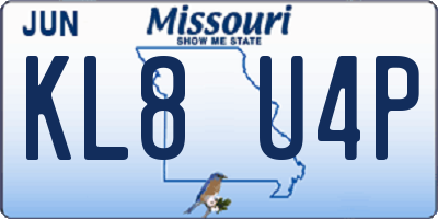 MO license plate KL8U4P