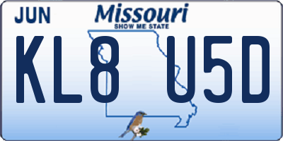 MO license plate KL8U5D
