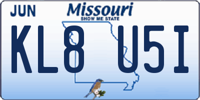 MO license plate KL8U5I