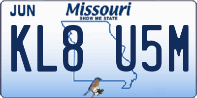 MO license plate KL8U5M