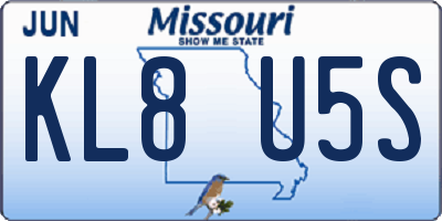 MO license plate KL8U5S