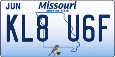 MO license plate KL8U6F