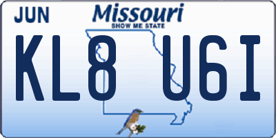 MO license plate KL8U6I