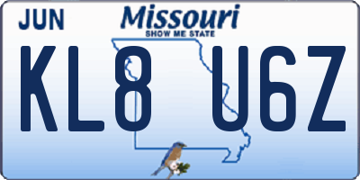 MO license plate KL8U6Z