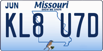 MO license plate KL8U7D
